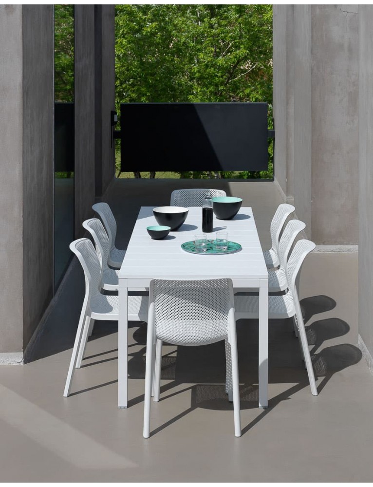 Nardi Rio Resin White Ext. & Cassia Maya Arm Chairs 7, 9 or 11 piece Dining Setting